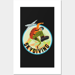 Skydive in Cool Retro Classic Colors With Distressed Text Posters and Art